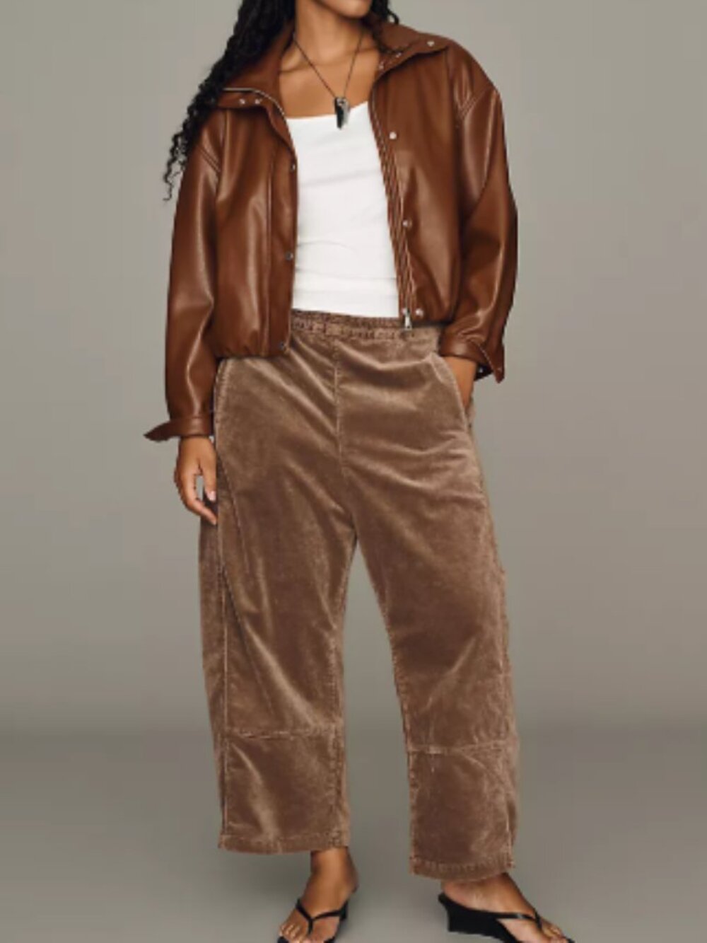 NWT Pilcro Izzie Relaxed Corduroy Pull On Barrel Pants Brown Size XL